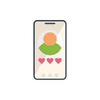 Smartphone Online-Dating-Symbol flacher Vektor. Internetprofil vektor