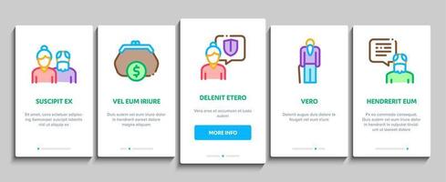 ältere menschen rentner onboarding elemente symbole gesetzt vektor