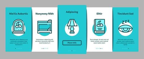 Schlafzeitgeräte Onboarding-Elemente Symbole setzen Vektor