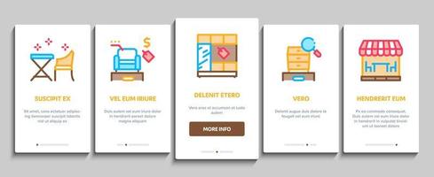 möbelgeschäft markt onboarding elemente symbole gesetzt vektor