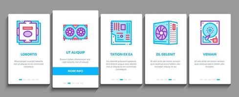 Onboarding-Elementikonen der Computertechnologie stellten Vektor ein