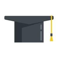 Bildung Graduierung Hut Symbol flachen Vektor. College Diplom vektor