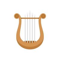Flacher Vektor der griechischen Harfenikone. Lyra-Musik