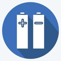 Icon-Batterien und Strom. im Zusammenhang mit Fotografie-Symbol. langer Schattenstil. einfaches Design editierbar. einfache Abbildung vektor