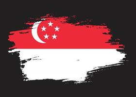 färga borsta stroke singapore flagga vektor