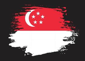 kostenloser Pinselvektorrahmen Singapur-Flagge vektor