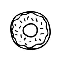 hand gezeichneter niedlicher donut des gekritzels. Vektor-Donut-Clipart. Gliederung. vektor
