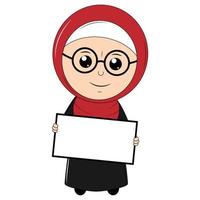 söt flicka tecknad serie med hijab vektor