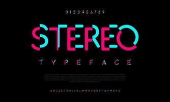 stereo enkel färgrik geometrisk typografi. för spel, logotyp, sport, musik, företags, abstrakt vektor illustration font