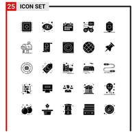 Stock Vector Icon Pack mit 25 Zeilenzeichen und Symbolen für Wrapper Food Termin Candy Gamepad editierbare Vektordesign-Elemente