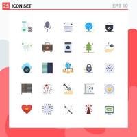 uppsättning av 25 modern ui ikoner symboler tecken för företag ombud skål internet falla redigerbar vektor design element