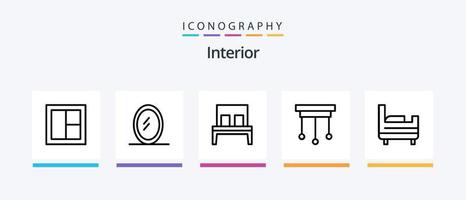 Interior Line 5 Icon Pack inklusive . Innere. Küche. Tisch. Möbel. kreatives Symboldesign vektor