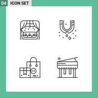 Aktienvektor-Icon-Pack mit 4 Zeilenzeichen und Symbolen für Hauskauf-Sofa-Klempner-Einkauf editierbare Vektordesign-Elemente vektor