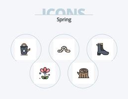 Federlinie gefüllt Icon Pack 5 Icon Design. Feder. Wachstum. heiß. Blume. hölzern vektor