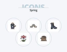 vår linje fylld ikon packa 5 ikon design. vår. tillväxt. varm. blomma. trä- vektor