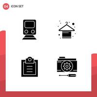 satz von 4 modernen ui-symbolen symbole zeichen für bahn checkliste transport aufhänger todo editierbare vektordesignelemente vektor