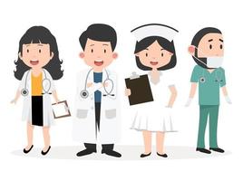 Reihe von glücklichen Ärzten und Krankenschwestern vektor