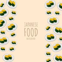 tecknad serie sushi-havet urchin, japansk mat ram gräns bakgrund vektor