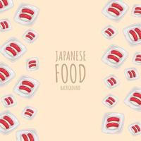 tecknad serie sushi-tonfisk, japansk mat ram gräns bakgrund vektor