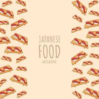 tecknad serie sushi-bläckfisk, japansk mat ram gräns bakgrund vektor