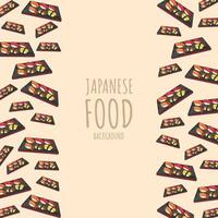 tecknad serie sushi nigiri uppsättning, japansk mat ram gräns bakgrund vektor