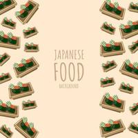 karikatur gunkan-maki sushi, japanischer lebensmittelrahmenrandhintergrund vektor