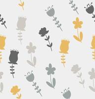 nahtloses Muster von gelben und grauen Blumen vektor
