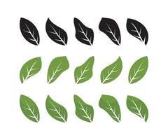 grön och svart abstrakt blad ikon, på en vit bakgrund. vektor illustration.