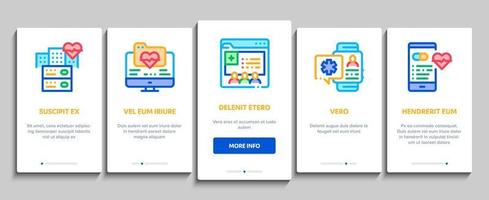 Onboarding-Elementikonen der telemedizinischen Behandlung stellten Vektor ein