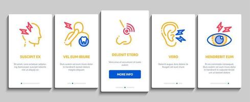 körperschmerzen onboarding elemente symbole set vektor