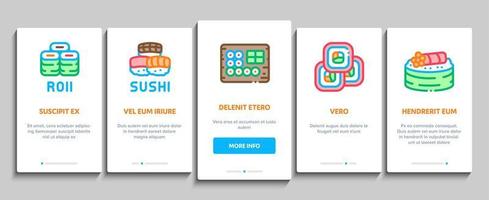 sushi roll asiatisches gericht onboarding elemente symbole set vektor