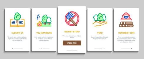 forstwirtschaft holzfäller onboarding elemente symbole set vektor