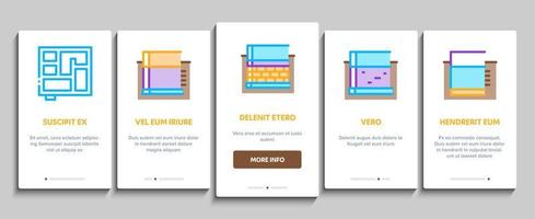 hus fundament bas onboarding element ikoner uppsättning vektor