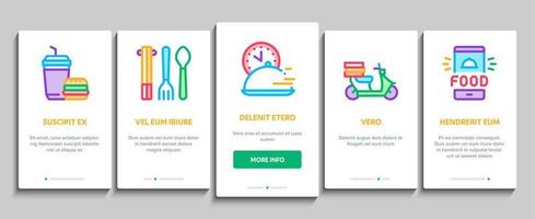 Lebensmittel-Lieferservice-Onboarding-Elemente-Symbole setzen Vektor