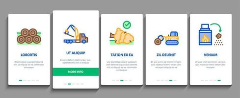 Onboarding-Elementikonen der Holzeinschlagsindustrie stellten Vektor ein