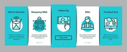 Lebensmittel-Lieferservice-Onboarding-Elemente-Symbole setzen Vektor