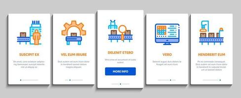 herstellungsprozess onboarding elemente symbole gesetzt vektor