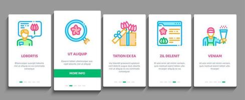 Blumenladen-Boutique-Onboarding-Elementikonen stellten Vektor ein