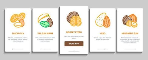 nöt mat annorlunda onboarding element ikoner uppsättning vektor