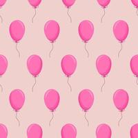sömlös mönster med rosa ballonger i tecknad serie stil. Semester eller födelsedag fest design. färgrik bakgrund, design av förpackning omslag, hälsning kort eller inbjudan bakgrund. vektor