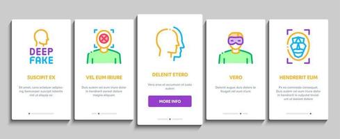 Deepfake Face Fake Onboarding-Elemente Symbole setzen Vektor