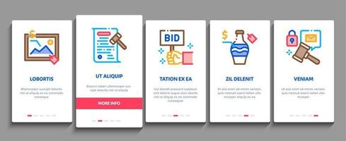 auktion kaufen und verkaufen waren onboarding elemente symbole set vektor
