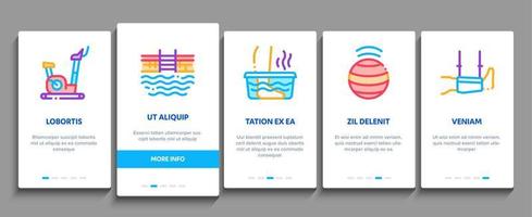 Symbole für physikalische Therapie- und Erholungs-Onboarding-Elemente setzen Vektor