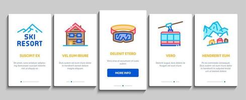 åka skidor tillflykt semester onboarding element ikoner uppsättning vektor