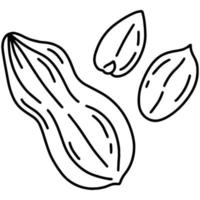 jordnötter enkel linjär tecknad serie ikon i klotter stil vektor