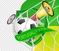 fotboll boll på de bakgrund av de flagga av portugal. en band i de form av de flagga av portugal med en fotboll boll i de Centrum vektor