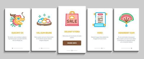 kinesisk ny år fest onboarding element ikoner uppsättning vektor