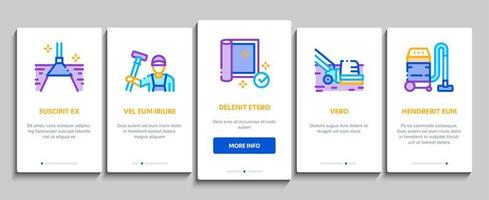 matta rengöring tvättning service onboarding element ikoner uppsättning vektor