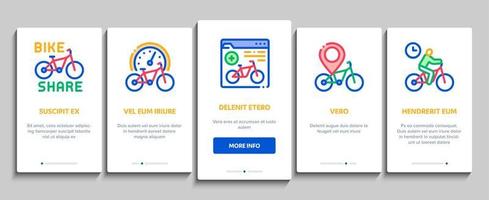 Bike Sharing Business Onboarding Elemente Icons Set Vektor