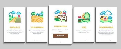 jordbruk landskap onboarding element ikoner uppsättning vektor